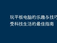 玩平板電腦的樂趣與技巧:享受科技生活的最佳指南-路由網(wǎng)